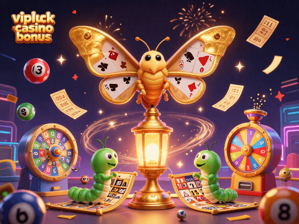 Erlebe den vipluck casino bonus in Aktion mit bunten Glückszahlen und dem majestätischen Atlas-Moth.