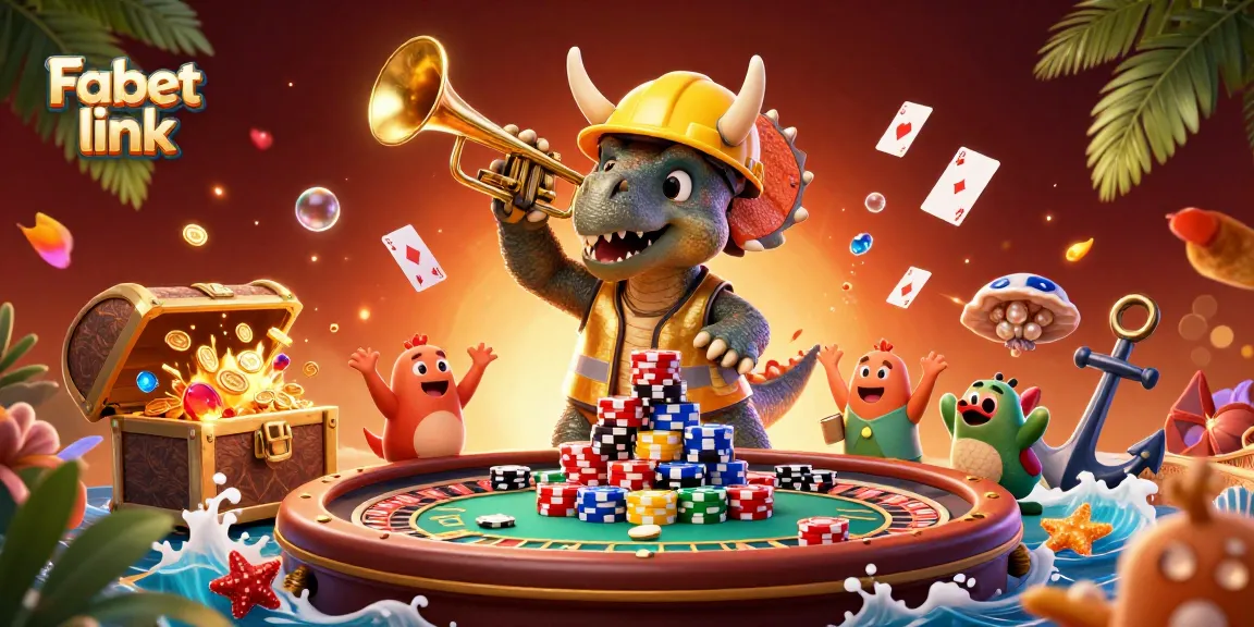 Experience the exciting Fabet link casino scene with unique characters celebrating amidst vibrant gaming elements.