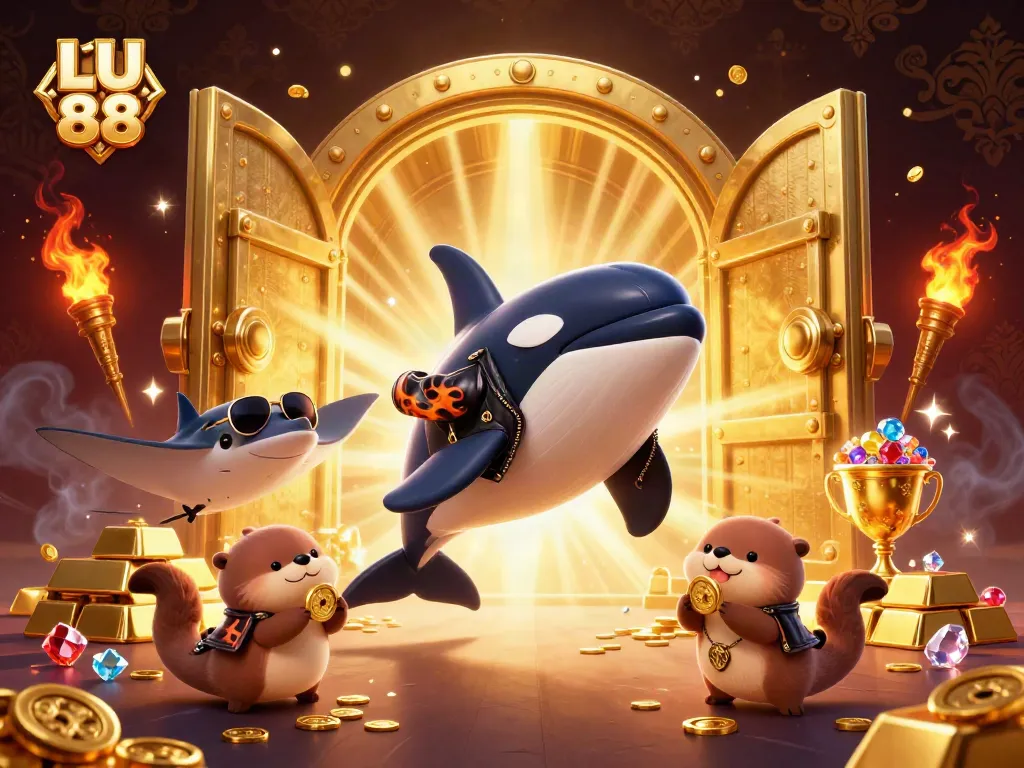 LU 88 showcases a lively scene with animated sea creatures winning in a vibrant casino atmosphere.
