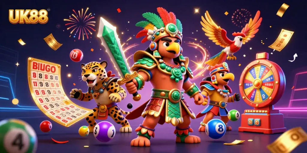 Engage in thrilling gaming with UK88's Aztec-themed adventure featuring dynamic lottery elements.